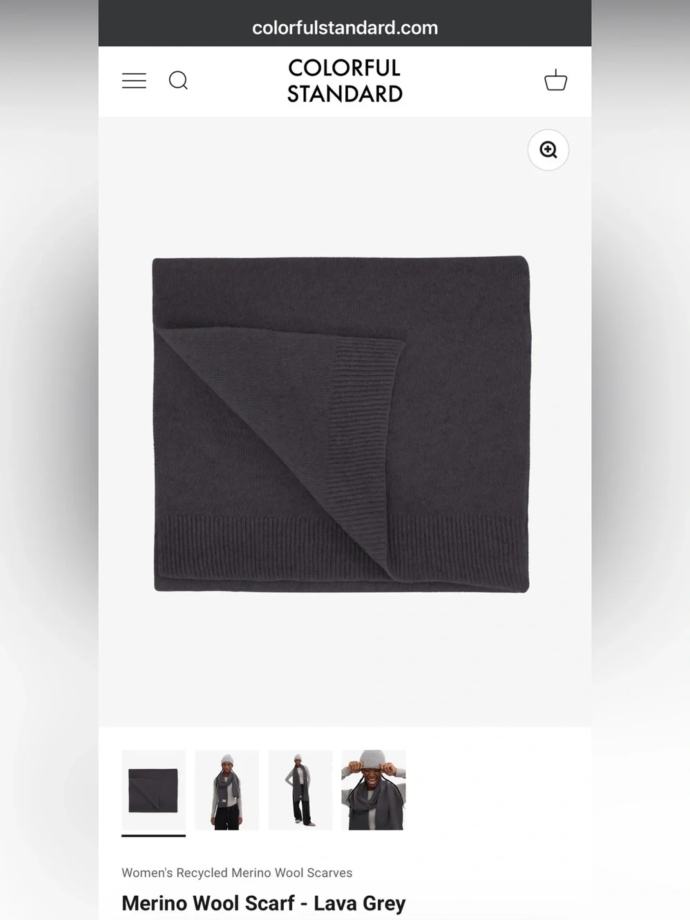 Colorful Standard Merino Wool Scarf, Lava Grey